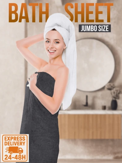 Utopia Towels Jumbo Bath Sheet 2 Pcs/Set [ EXPRESS DELIVERY ] – Extra‑Large 90 * 180 Cm Oversized Towels, 500 GSM 100 % Ring‑Spun Cotton Bath Sheets – Ultra‑Soft, Quick‑Dry Luxury Spa‑Style Bathroom Towels For Home, Hotel & Gym – Highly Absorbent, Lint‑Free & Fade‑Resistant – Durable Hemmed Edges & Shrink‑Resistant Construction – Generous Plush Comfort Wrap For Post‑Shower Warmth, Beach Use, Poolside Lounging Or Sauna – Machine‑Washable At 40 °C & Tumble‑Dry Low For Effortless Care – Organic Fibre, Hypoallergenic & Skin‑Friendly Towels For Everyday Indulgence
