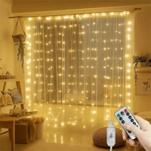 8-Mode USB Powered LED Curtain Lights, Suitable For Christmas, Bedroom, Wedding, Party, Valentine's Day, Halloween Decoration