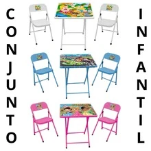 Mesinha Infantil Kit P/ Espaço Kids Com 2 Cadeiras Diversão! - Rosa chiclete - Visão 10