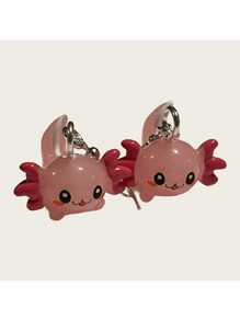 Boucles d'oreilles amusantes d'axolotl de la série océanique, boucles d'oreilles de baleine bleue à pois blanc
