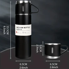 SOKANY 1 Set - Main Cup 500ml With 2 Matching Small Cups, Stainless Steel Insulated Cup Set - Heat Insulated & Leak-Proof, Ideal For Carrying Cold/Hot Drinks - Perfect For Travel, Business & School - Water Bottle, Outdoor Gear, Sports Bottle, School Supplies - Suitable For Fitness, Sports & Outdoor Activities - High-End Portable Mug - Suitable For Milk, Coffee, Tea, Juice Etc. - Can Be Used As Christmas, New Year, Valentine's Day, Birthday, Graduation Gift