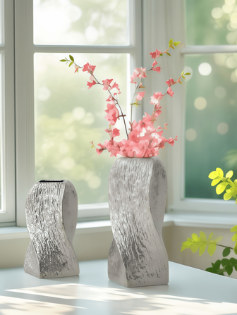 1PC Ceramic Twist Plated Silver Vase Suitable For Bedroom, Balcony, Powder Room, Bedroom, Desk And Other Home Decor Vase Ornaments Room Decor Flower Vase Glass Vase