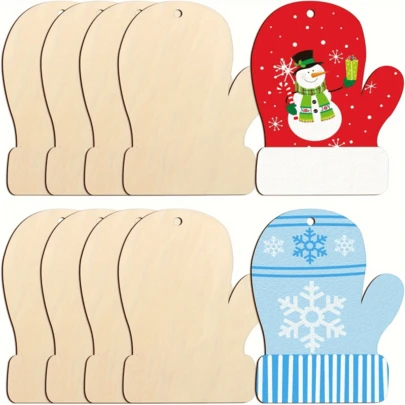 未上漆的木制手形件，木制手套工艺品，DIY着色材料，用于绘画，家居装饰，节日装饰，可悬挂