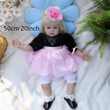 50cm 20 Inch Rebirth Doll. Head And Limbs Are Made Of Vinyl. The Doll's Limbs Can Move, And She Can Sit Or Lie Down. The Doll Has Closed Eyes. Realistic Curly Eyelashes. Cute Reborn Doll. - 彩色 - 查看 3