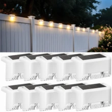 户外太阳能甲板灯 4/10/16 件装，太阳能台阶灯防水 LED 太阳能灯，适用于户外楼梯、台阶、栅栏、庭院、露台和小路（白色） - 白色 - 查看 17