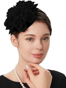 1 buc pălării Fascinator pentru femei pălării de petrecere de ceai Kentucky Rose flori Fascinators Derby pălărie nuntă cocktail flori pene agrafe de păr