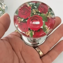 1 Núm cửa trang trí phong cách cổ điển - Núm pha lê hình động vật và hoa bằng nhựa tròn, Đế kim loại đánh bóng, Thiết kế chủ đề thiên nhiên nghệ thuật, Phù hợp với tủ quần áo, Phòng ngủ, Phụ kiện tủ, Trang trí phòng ngủ tông màu đất - Nhiều màu - Xem 6