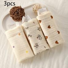 5 件婴儿柔软平纹细布浴巾，舒适透气花卉图案方形围兜，9.05*8.7 英寸 4 层纱布新生儿拍嗝巾，纯棉哺乳巾适用于婴儿面部和身体，男女通用必备物品 - 彩色 - 查看 14