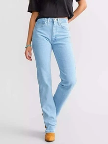 Women's Bowknot Bell Bottom Flare Jeans Stretchy High Waisted Denim Pants - Màu xanh lam - Xem 3