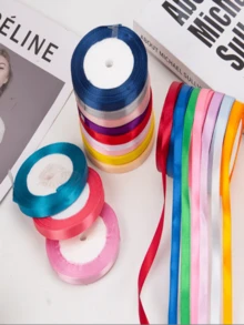 1pc Solid Satin Ribbon, 25 Yards Handmade Fabric Satin Ribbon, DIY Rose Flower Material Silk Satin Ribbon, Color Difference Less Than 3%, For Gift Wrapping, Handicrafts, Hair Accessories, Wedding Decoration, Sewing, Invitations, Bouquets, Christmas, Cake Decoration, Gift Packaging, Wedding And Party Bows, Rose Flower Decor, Gift Wrapping, Luxury Brand: Jewelry Box/Perfume Bottle Wrap Decor, Wedding Aesthetics: Bridal Bouquet/Invitations/Chair Back Decor - Pink - View 4