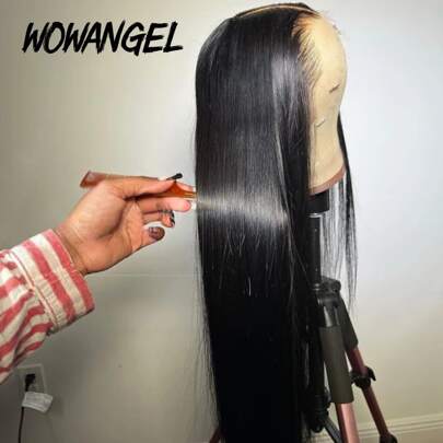 WOWANGEL Peluca frontal de encaje transparente HD real de 13x6 con densidad del 250%, cabello humano virgen brasileño, con derretimiento invisible de piel, encaje HD verdadero con vello del bebé, línea del cabello natural previamente decolorada, peluca frontal de encaje liso para mujeres