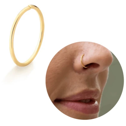 Piercing Ouro 18k legítimo de piercing de Nariz nostril orelha septo Piercing 8mm