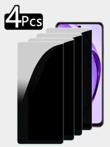 4 件/套 OPPO/Vivo 手机屏幕隐私钢化玻璃保护膜，9H 高清，防水、防油、防指纹、防偷窥、防爆，兼容手机壳。 - 黑色 - 查看 1