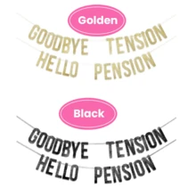 1 Stück "Goodbye Tension Hello Pension" goldenes Banner, dekorative Wimpelgirlande für Geburtstag, Freundschaftstreffen, Feiertags-Atmosphäre, Heim-Dekoration - Verschiedenfarbig - Übersicht 9
