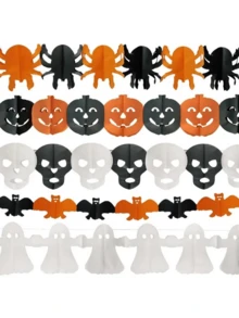 AFYPRTY 3Meters Halloween Hanging Garland Bunting Bat Pumpkin Ghosts Spider Paper Banner Happy Halloween Party Decorations Horror Props - Multicolor - View 4