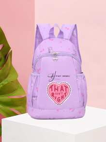 Customizable Shoulder Strap, Customizable Name, Customizable Text, Customizable Photo, DIY, Solid Color, Minimalist, Large Capacity, Lightweight, Comfortable Strap, Zipper Closure, Suitable For School, Work, Students, College Students, High School Students - Purple - View 6