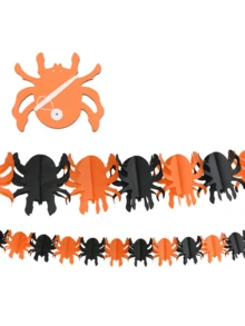 AFYPRTY 3Meters Halloween Hanging Garland Bunting Bat Pumpkin Ghosts Spider Paper Banner Happy Halloween Party Decorations Horror Props - Multicolor - View 6