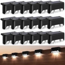 16 Packs Outdoor Solar Deck Lights, Waterproof Outdoor Decorate Lights, Solar Garden Lights, Outdoor Fence Lights, Solar Step Lights, Warm LED Lights, For Outdoor Stairs, Step, Fence, Garden, Balcony, Yard, Patio, And Pathway - 黑色 - 查看 11