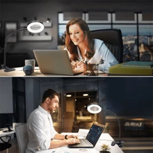 1 pièce Lampe de bureau loupe x5, lumière de lecture LED à 3 couleurs réglables, alimentation USB, design flexible de cou de cygne à 360°, convient pour la lecture, le bureau, la sculpture manuelle et autres loupes, lampes de bureau, lumières de travail en broderie et de beauté, lampe de chevet à clip avec protection des yeux