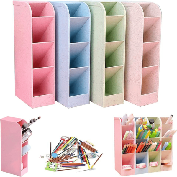 Organizador De Mesa Porta Lápis Caneta 4 Divisórias Multiuso