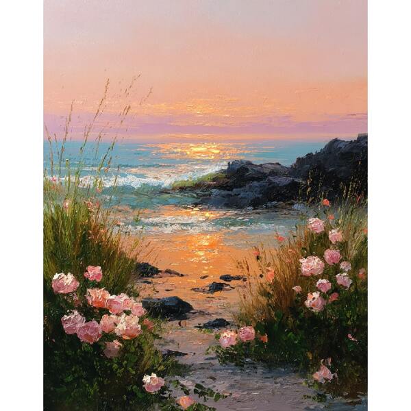 1 pezzo pittura ad acrilico su tela fai-da-te con numeri, tramonto sul mare, decorazione per la casa, soggiorno, 40x50cm/16x20 pollici senza cornice