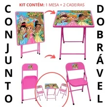 Mesinha Infantil Kit P/ Espaço Kids Com 2 Cadeiras Diversão! - Rosa chiclete - Visão 7