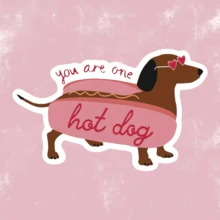 俏皮腊肠犬热狗乙烯基贴纸 - PET，适用于汽车、笔记本电脑、摩托车、水瓶 - 可爱又古怪的贴花，狗贴纸 - 彩色 - 查看 2