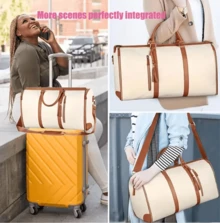 Bolsa de viaje unisex, maleta colgante dos en uno, bolsa de ropa de mano plegable convertible, bolsa de equipaje de gran capacidad, adecuada para salidas de negocios y viajes cortos. - Beis - Ver 7