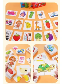 Christmas Decoration 1 Pc Children's Puzzle Baby Matching Card Early Education Cognitive Card, Vegetables And Fruits, Transportation, Daily Necessities, Animal Cognitive Puzzle Boys And Girls Toys School, Student,Stationery,School Supplies