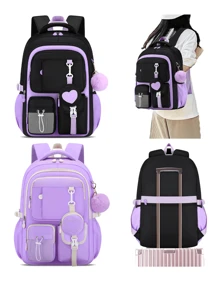 1pc Lightweight Multi-Pocket Girls Backpack, Outdoor Camping Travel Laptop Bag 15.6 Inch, Student School Backpack With Coin Purse, Adjustable Straps, Smooth Zipper, Back To School Essential