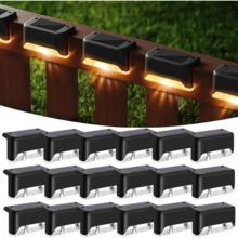 16 Packs Outdoor Solar Deck Lights, Waterproof Outdoor Decorate Lights, Solar Garden Lights, Outdoor Fence Lights, Solar Step Lights, Warm LED Lights, For Outdoor Stairs, Step, Fence, Garden, Balcony, Yard, Patio, And Pathway - 黑色 - 查看 13