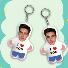 1个定制照片抱枕钥匙扣，宠物抱枕，定制钥匙扣，照片钥匙扣，个性化狗狗抱枕钥匙扣，爱狗人士礼物，趣味钥匙扣，周年纪念礼物，送给他的/她的礼物，男女通用，嬉皮风格，2025万圣节配饰，玩具和游戏，定制创意配饰