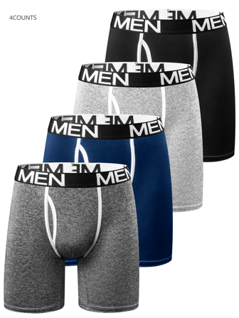 4pcs/Pack Men's Boxer Briefs With Functional Fly, Comfortable Sports Underwear