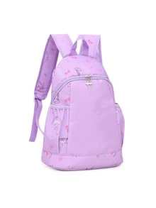 Customizable Shoulder Strap, Customizable Name, Customizable Text, Customizable Photo, DIY, Solid Color, Minimalist, Large Capacity, Lightweight, Comfortable Strap, Zipper Closure, Suitable For School, Work, Students, College Students, High School Students - Purple - View 3