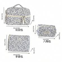 Trousse de maquillage série florale 6 couleurs, pochette zippée en tissu doux avec impression de fleurs aléatoires, sac de toilette style vintage pour femmes, pratique pour la maison et les voyages, sac de bain de plage, fournitures scolaires, accessoires de vacances et essentiels pour dortoir