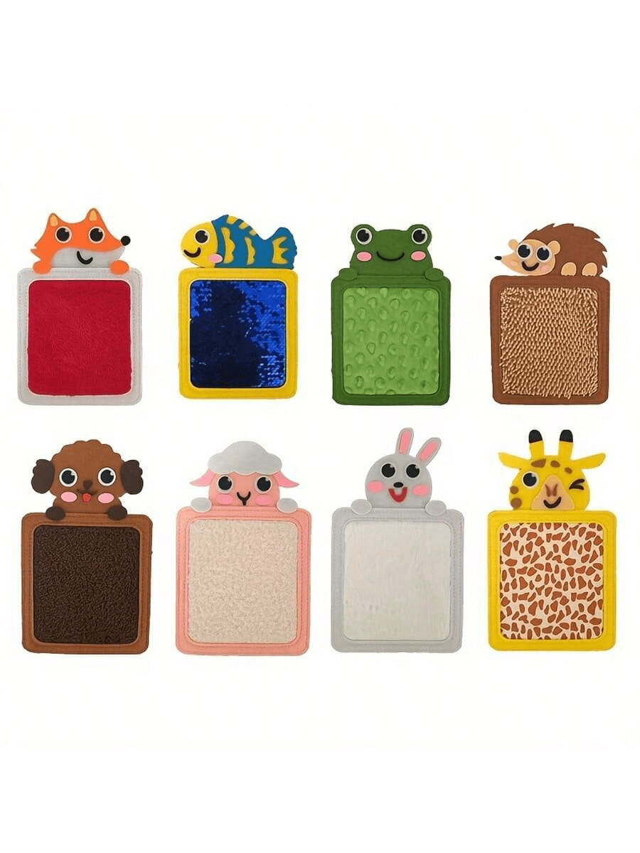 8pcs Animal Themed Sensory Mats - Textured Touch & Feel Game, Ideal Stress Relief Toy & ADHD Fidget, Suitable For Classroom And Bedroom Use