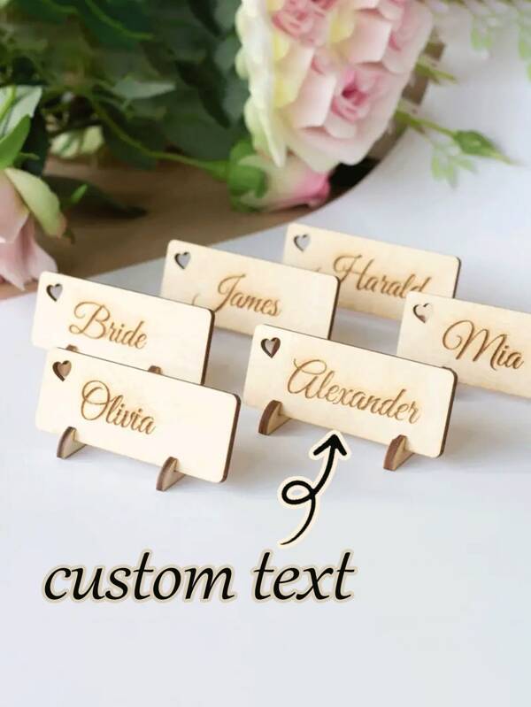 Personalized Wooden Custom Wedding Place Cards, Holiday Party Seat Cards, Can Be Used As Pendant, Guest Gifts, Laser Cut And Engraved Text Decor Name Tags
