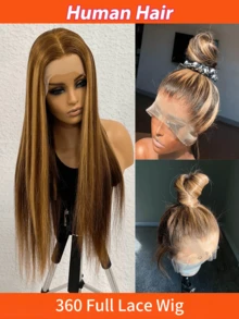 Invisible Drawstring 360 Full Lace Wig Straight Human Hair Wigs Hidden Adjustable Strap Can Make Ponytail And Bun 150% Density Transparent Lace Front Wig Pre-Plucked With Baby Hair Multicolor 18-36 Inch For Women - Multicolor - View 15