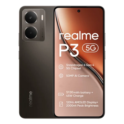 Realme P3 8GB+256GB 5G LTE，6.67英寸120Hz AMOLED屏幕，5000万像素AI摄像头，无锁手机，Android 15智能手机，高通骁龙6 Gen 4 (4纳米) 5G芯片组，5130mAh大容量电池，圣诞礼物/赠品，全球版（仅限GSM），P3 Lite 8GB+256GB 4G LTE，6.67英寸120Hz护眼显示屏