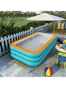 Inflatable Swimming Pool - Made Of Thick PVC Material, Suitable For Bathing And Relaxation, Foldable, Great For Outdoor Garden Entertainment And Summer Parties, Durable Design - Available In Multiple Models - A - View 4