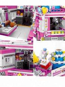 600 + PCS Mini Food Truck Building Set, Made Of ABS Material, Is A DIY Toy Model Kit Suitable For Adults. Collectible Decorative Toy Model Vehicle. As A Halloween Gift, This Is An Excellent Choice. Ice Cream Truck, Cake Truck, Hamburger Truck, Food Truck, Pig Truck, Cat Truck And Dessert Truck, Etc., Are All Small Creative Model Vehicles. In The Wonderful Toy World, The Building Toy Car Models We Collected Stand Out. These Are Not Ordinary Toys, But A Perfect Combination Of Creativity, Fun And Practicality. These Mobile Building Toy Trucks Are Excellent Christmas Gifts. - Multicolor - View 5