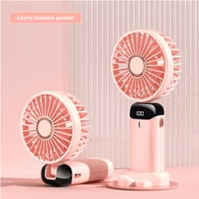 Ventilador portátil de mano, ventilador de viaje recargable, ventilador personal operado con batería, 5 velocidades, pantalla LED, plegable 90°, para campamento, exterior, hogar, oficina, refrescamiento de verano, playa, viaje