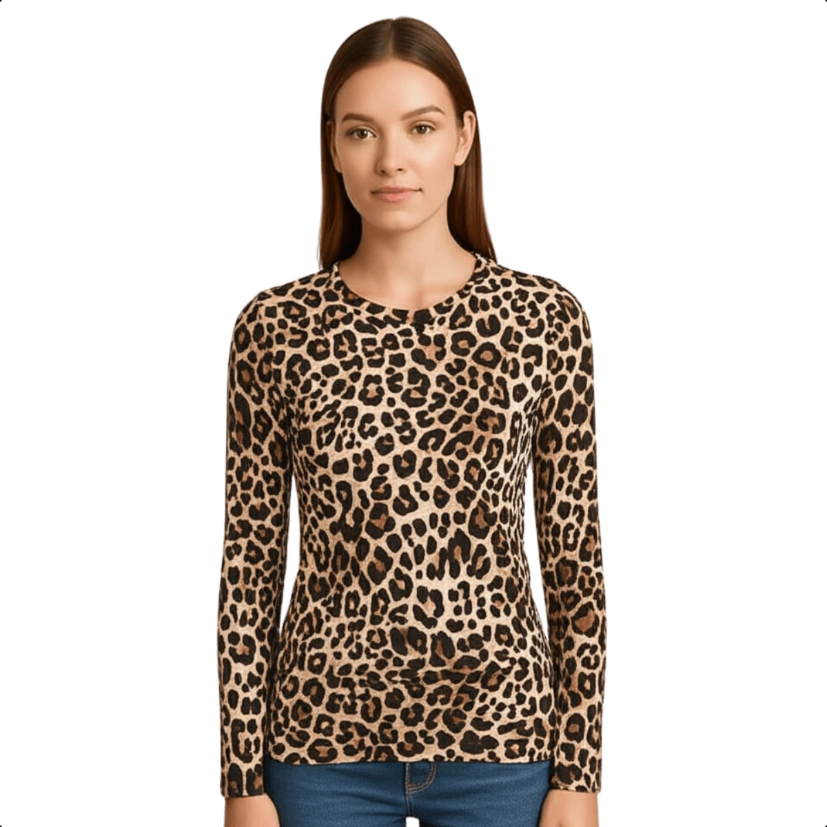 Women's Long Sleeve T-Shirt With Crew Neck In Suplex Fabric | 16 Color Variations Sizes P To Plus Size G2 Basic Plain - Multicolor - Ver 1