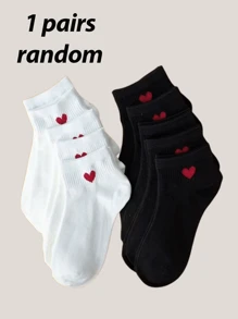 1 Par/5 Pares/10 Pares/20 Pares Meias Invisíveis Versáteis com Estampa de Coração Fofa, Adequadas para Uso Diário, Férias, Exterior - para Senhoras/Casais