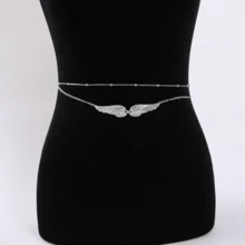 Summer Minimalist Copper Sequins & Pearl Beads Handmade Waist Chain - B Silver - View 2