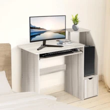 80x85x40cm Small Computer Desk With Drawer, Sliding Storage Shelf, And Keyboard Tray For Home Bedroom Office Table Workstations - Study Writing And Gaming Desk - 橡木灰 - 查看 7