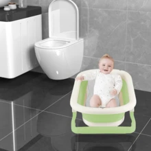 Bañera plegable para bebé, bañera para recién nacidos, regalo para bebé, con alfombrilla de baño, termómetro incorporado, gran capacidad, apta para bebés de 0 a 3 años, fácil de guardar, no ocupa espacio, gris, verde, caqui y rosa.