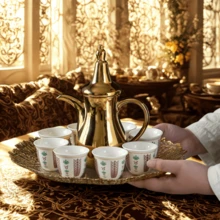 6/12pcs Set Ceramic Arabic Coffee Cup Set With Gift Box, Eid Al-Adha Espresso Cups, Palm Tree/Tulip Pattern Coffee Cups - Multicolor - View 7