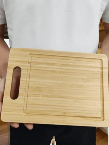 1块天然竹木砧板，防霉抗菌家用菜板，全竹砧板，实木菜板，防粘表面水果板，厨房刀板，面包板，切菜板，披萨板，寿司板，水果菜板，双面菜板，果盘，食物，厨具