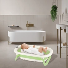 Bañera plegable para bebé, bañera para recién nacidos, regalo para bebé, con alfombrilla de baño, termómetro incorporado, gran capacidad, apta para bebés de 0 a 3 años, fácil de guardar, no ocupa espacio, gris, verde, caqui y rosa.